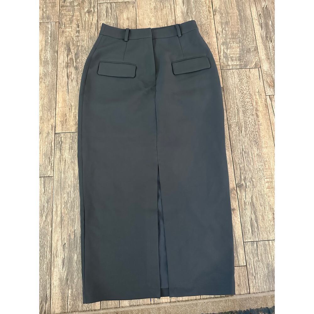 NWT Commense Women's Gray Split-Front Solid Midi … - image 2
